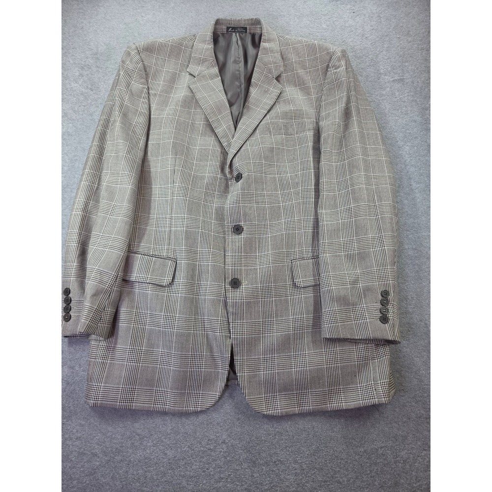 Calvin America Men's Glen Plaid Silk & Wool Sport Coat Blazer Prince of Wales 42